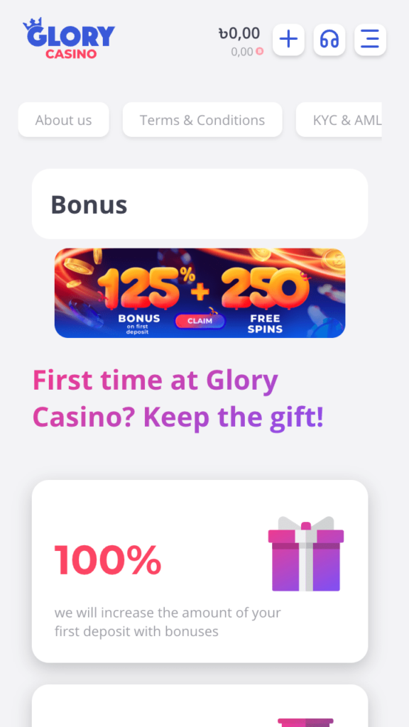 glorycasino bonus