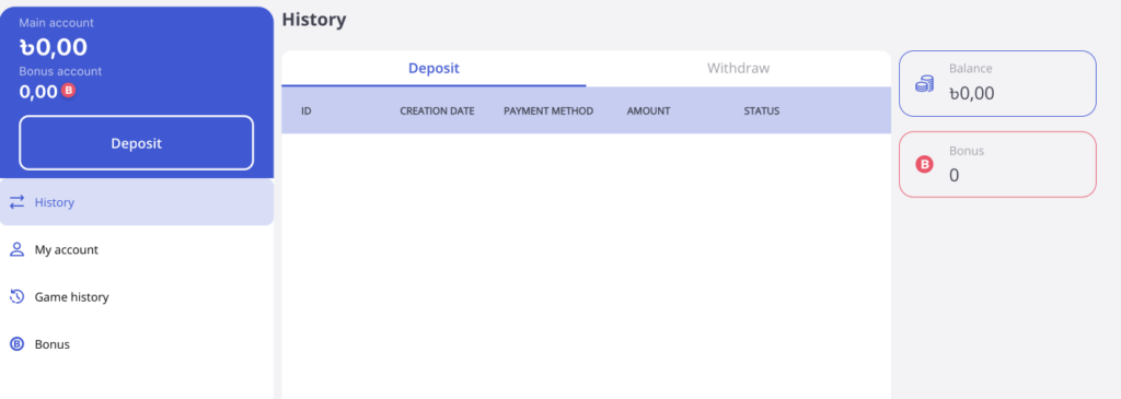 your withdrawal history